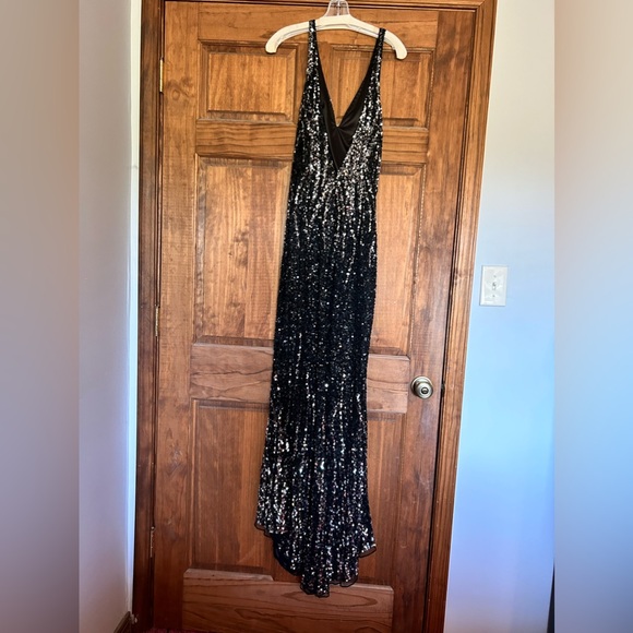 Black and Silver Sequin Prom Dress - Picture 2 of 2